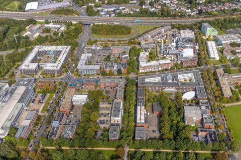 Aerial view of the TZDO - TechnologieZentrumDortmund GmbH, Technische Universität Dortmund Campus