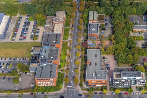 Aerial view of TZDO - TechnologieZentrumDortmund GmbH, Technische Universität Dortmund Campus Nord