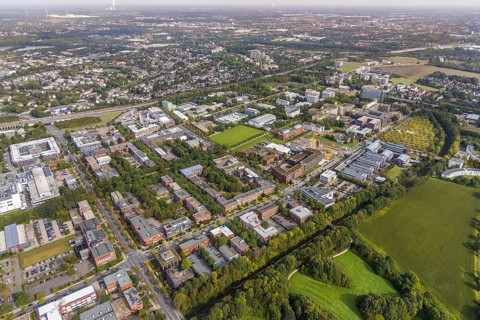 Aerial view of TZDO - TechnologieZentrumDortmund GmbH, Technische Universität Dortmund Campus Nord