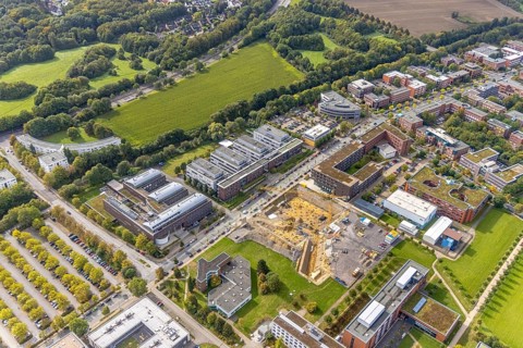 Aerial view of the TZDO - TechnologieZentrumDortmund GmbH, Technical University of Dortmund with