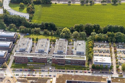 Aerial view of TZDO - TechnologieZentrumDortmund GmbH, Technische Universität Dortmund with the