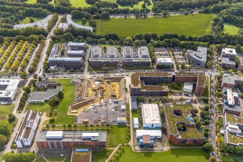 Aerial view of the TZDO - TechnologieZentrumDortmund GmbH, Technical University of Dortmund with