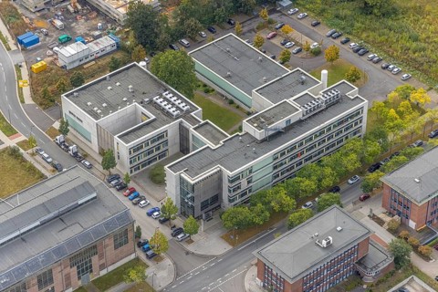 Phoenix-West area with company buildings MST Factory and ION-GAS GmbH on Konrad-Adenauer-Allee in