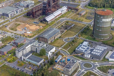 Phönix-West area and Hoesch-Gasometer and KIS Antriebstechnik GmbH with solar roof as well as