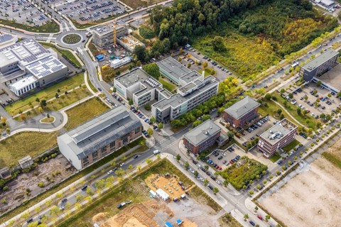 Phönix-West area with company building MST Factory and ION-GAS GmbH at Konrad-Adenauer-Allee in the