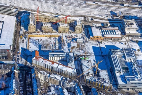 Aerial view, construction site of the new Centre for Digitisation and Digitality (ZDD) on the