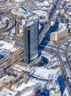 Aerial photo, city centre, ARAG Tower, Düsseltal, Düsseldorf, Rhineland, North Rhine-Westphalia,