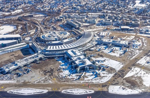 Aerial photo, Düsseldorf Airport, reception building and terminal building, Lohausen, Düsseldorf,