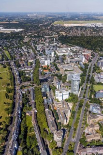 Aerial view, site view as well as construction site and new construction of the three-storey