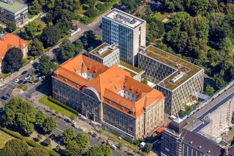 Aerial photograph, Düsseldorf Higher Regional Court in the Pempelfort district of Düsseldorf,