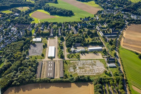 Aerial view, Bundeswehr mobilisation base Düsseldorf formerly Bergische Kaserne in the district