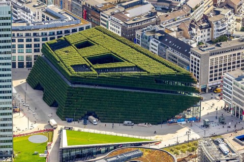 Aerial view, Kö Bogen II business centre with hornbeam growth at Gustav-Gründgens-Platz in