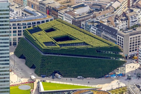 Aerial view, Kö Bogen II business centre with hornbeam growth at Gustav-Gründgens-Platz in