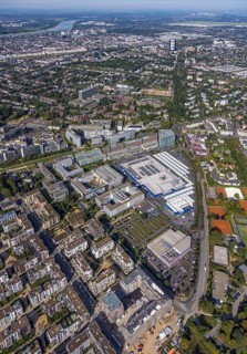 Aerial view of the future METRO campus in Düsseldorf Flingern at METROstraße 1, Flingern,
