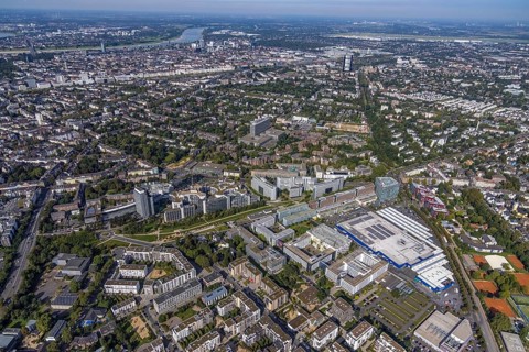 Aerial view of the future METRO campus in Düsseldorf Flingern at METROstraße 1, Flingern,