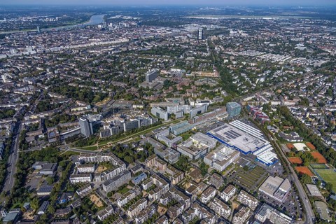 Aerial view of the future METRO campus in Düsseldorf Flingern at METROstraße 1, Flingern,