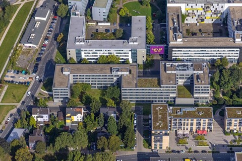 Aerial view of the future METRO campus in Düsseldorf Flingern at METROstraße 1, Flingern,
