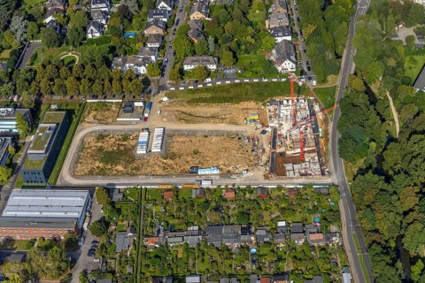 Aerial view, construction site Zoo eins Quartier für Wohnungen an der Max-Planck-Straße im