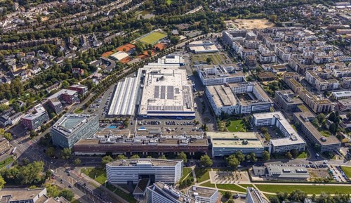 Aerial view of the future METRO campus in Düsseldorf Flingern at METROstraße 1, Flingern,
