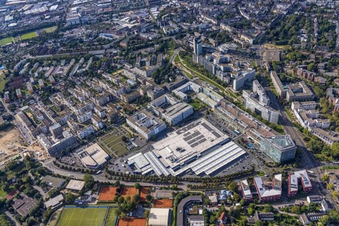 Aerial view of the future METRO campus in Düsseldorf Flingern at METROstraße 1, Flingern,