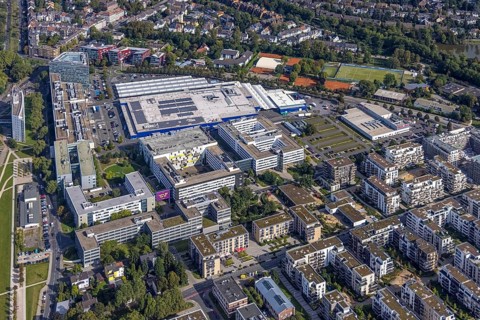 Aerial view of the future METRO campus in Düsseldorf Flingern at METROstraße 1, Flingern,