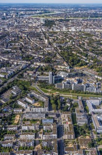 Aerial view of the future METRO campus in Düsseldorf Flingern at METROstraße 1, Flingern,