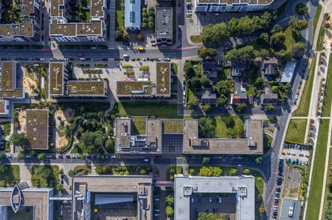 Aerial view of the future METRO campus in Düsseldorf Flingern at METROstraße 1, Flingern,