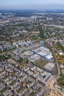 Aerial view of the future METRO campus in Düsseldorf Flingern at METROstraße 1, Flingern,