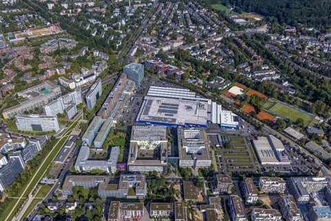 Aerial view of the future METRO campus in Düsseldorf Flingern at METROstraße 1, Flingern,