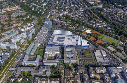 Aerial view of the future METRO campus in Düsseldorf Flingern at METROstraße 1, Flingern,