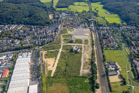 Aerial view, GlasmacherViertel for planned new residential quarter in the Gerresheim district in