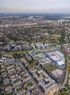 Aerial view of the future METRO campus in Düsseldorf Flingern at METROstraße 1, Flingern,