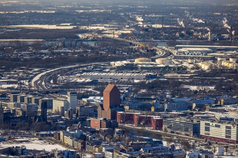 Aerial view, Landesarchiv North Rhine-Westphalia Abteilung Rheinland, Yachthafen Marina Duisburg,