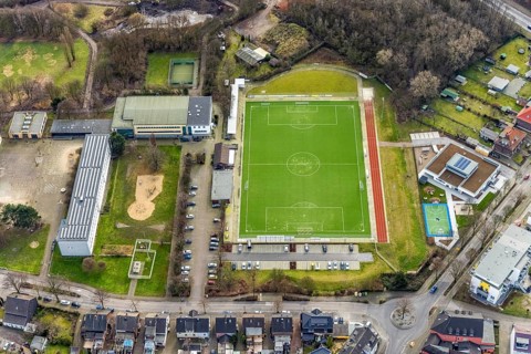 Aerial view, sports facility Welheimer Straße, Bottrop, Ruhr area, North Rhine-Westphalia, Germany,