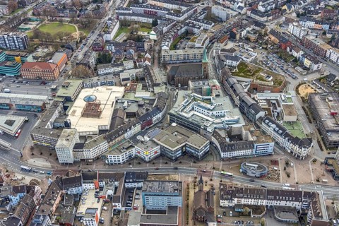 Aerial view, Hansa Center shopping centre, Berliner Platz, Bottrop, Ruhr area, North