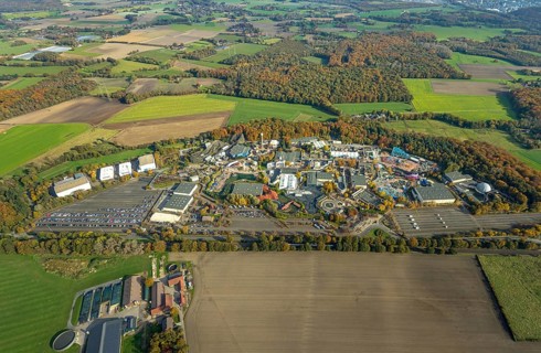 Aerial view, Movie Park Germany in the district Kirchhellen-Nord-Ost in Bottrop, Ruhr area, North