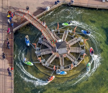 Aerial view, Movie Park Germany in the district Kirchhellen-Nord-Ost in Bottrop, Ruhr area, North