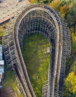 Aerial view, Movie Park Germany in the district Kirchhellen-Nord-Ost in Bottrop, Ruhr area, North