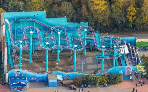 Aerial view, Movie Park Germany in the district Kirchhellen-Nord-Ost in Bottrop, Ruhr area, North