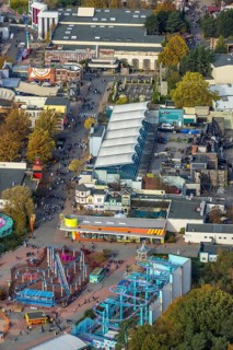 Aerial view, Movie Park Germany in the district Kirchhellen-Nord-Ost in Bottrop, Ruhr area, North