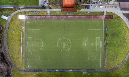 Aerial view, sports facility VfL Grafenwald, Sensenfeld, Bottrop-Kirchhellen, Ruhr area, North