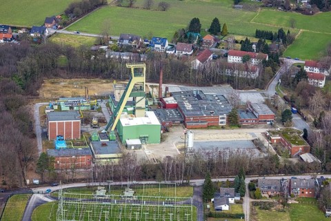 Aerial photograph, former Prosper IV shaft 9 mine, Bottrop-Kirchhellen, Ruhr area, North