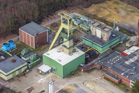 Aerial photograph, former Prosper IV shaft 9 mine, Bottrop-Kirchhellen, Ruhr area, North