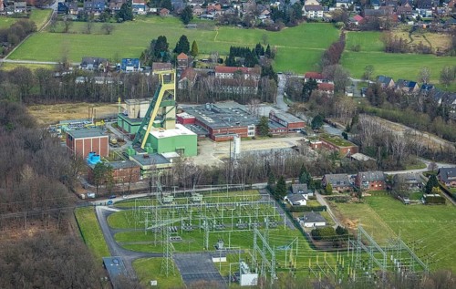 Aerial photograph, former Prosper IV shaft 9 mine, Bottrop-Kirchhellen, Ruhr area, North