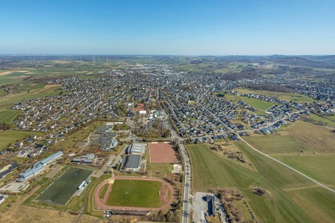 Aerial view, local view, sports field Carl-Diem-Weg, SV 1920 Brilon e.V., stadium Zur Jakobuslinde,