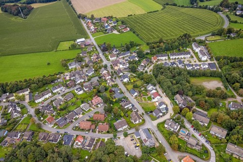 Aerial view, district Zurstraße Waldbauer in Breckerfeld, Sauerland, North Rhine-Westphalia,
