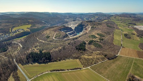 Aerial view, Bilstein quarry, Westdeutsche Grauwacke-Union, Brilon, Sauerland, North