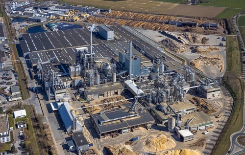 Aerial view, Egger Holzwerkstoffe Brilon GmbH, Brilon, Sauerland, North Rhine-Westphalia, Germany,