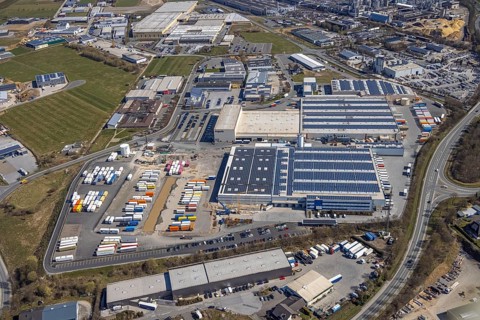 Aerial view, commercial area Ostring, Briloner Möbel Werke, Egger Holzwerkstoffe Brilon, Brilon,