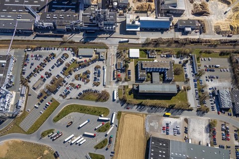Aerial photo, Egger Holzwerkstoffe Brilon, Brilon, Sauerland, North Rhine-Westphalia, Germany, DE,